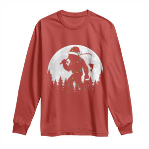 Funny Bigfoot Fishing Christmas Long Sleeve Shirt Sasquatch Moon Fisherman TS14 Red Print Your Wear