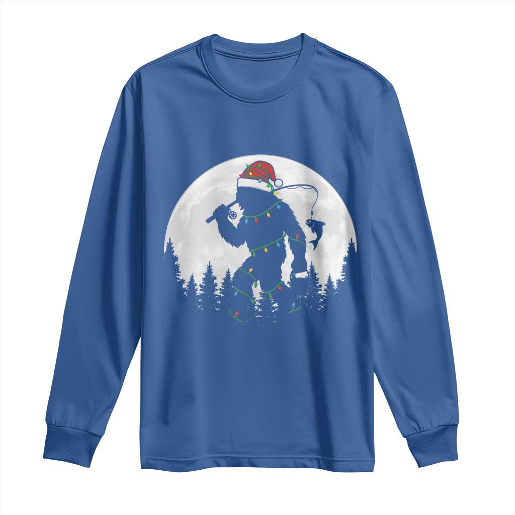Funny Bigfoot Fishing Christmas Long Sleeve Shirt Sasquatch Moon Fisherman TS14 Royal Blue Print Your Wear