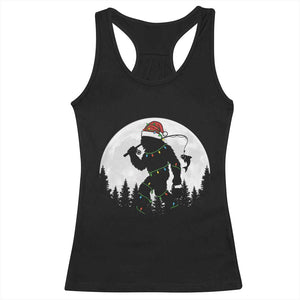Funny Bigfoot Fishing Christmas Racerback Tank Top Sasquatch Moon Fisherman TS14 Black Print Your Wear
