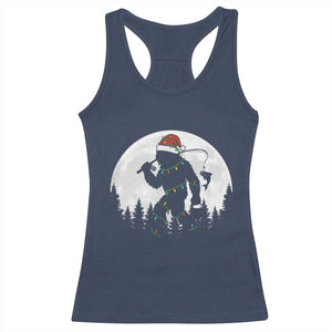 Funny Bigfoot Fishing Christmas Racerback Tank Top Sasquatch Moon Fisherman TS14 Navy Print Your Wear