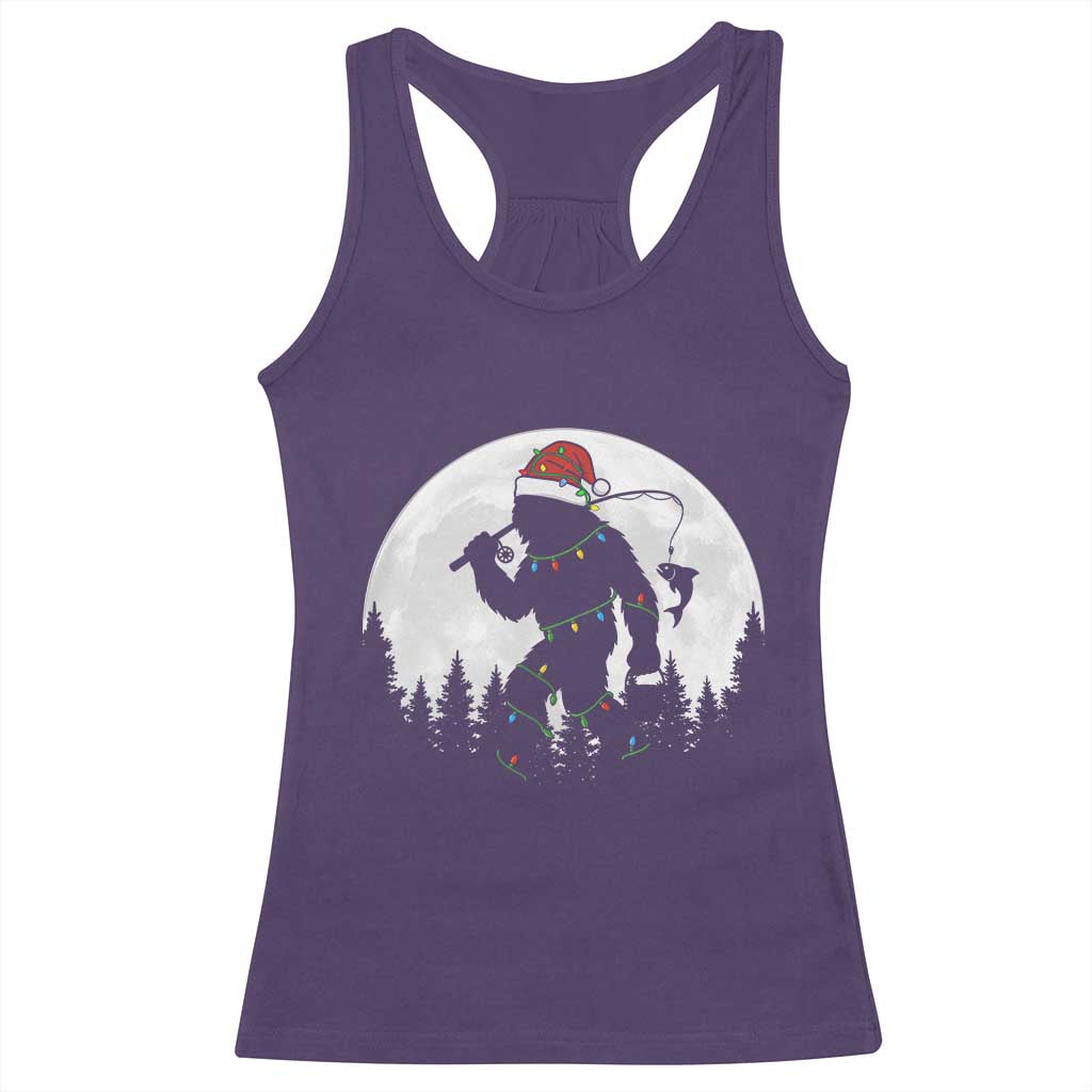 Funny Bigfoot Fishing Christmas Racerback Tank Top Sasquatch Moon Fisherman TS14 Purple Print Your Wear