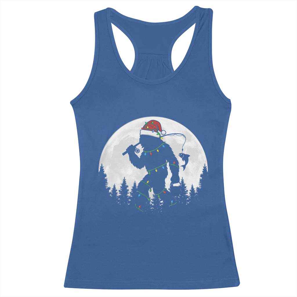 Funny Bigfoot Fishing Christmas Racerback Tank Top Sasquatch Moon Fisherman TS14 Royal Blue Print Your Wear