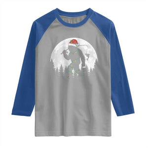 Funny Bigfoot Fishing Christmas Raglan Shirt Sasquatch Moon Fisherman TS14 Sport Gray Royal Print Your Wear