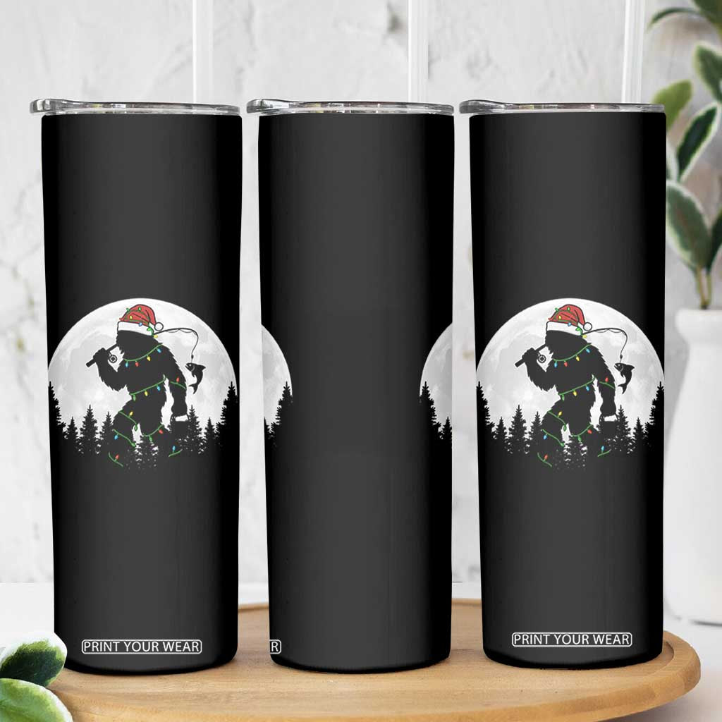 Funny Bigfoot Fishing Christmas Skinny Tumbler Sasquatch Moon Fisherman TS14 Print Your Wear