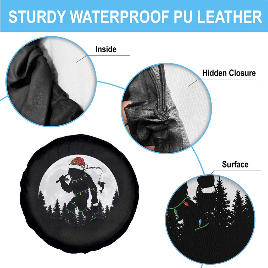 Funny Bigfoot Fishing Christmas Spare Tire Cover Sasquatch Moon Fisherman TS14 Print Your Wear