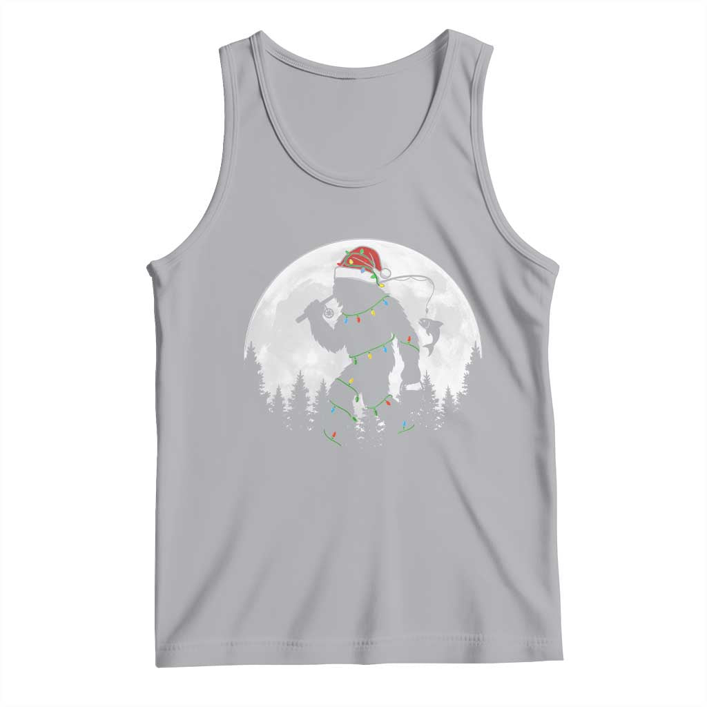 Funny Bigfoot Fishing Christmas Tank Top Sasquatch Moon Fisherman TS14 Athletic Heather Print Your Wear