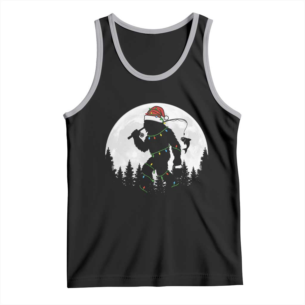 Funny Bigfoot Fishing Christmas Tank Top Sasquatch Moon Fisherman TS14 Black Athletic Heather Print Your Wear