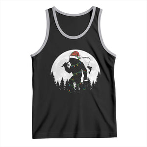 Funny Bigfoot Fishing Christmas Tank Top Sasquatch Moon Fisherman TS14 Black Athletic Heather Print Your Wear