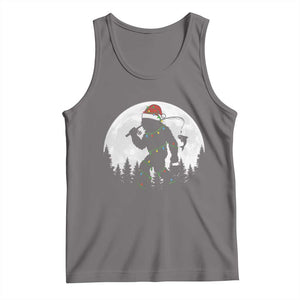 Funny Bigfoot Fishing Christmas Tank Top Sasquatch Moon Fisherman TS14 Deep Heather Print Your Wear