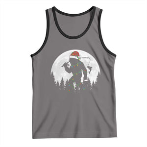 Funny Bigfoot Fishing Christmas Tank Top Sasquatch Moon Fisherman TS14 Deep Heather Black Print Your Wear