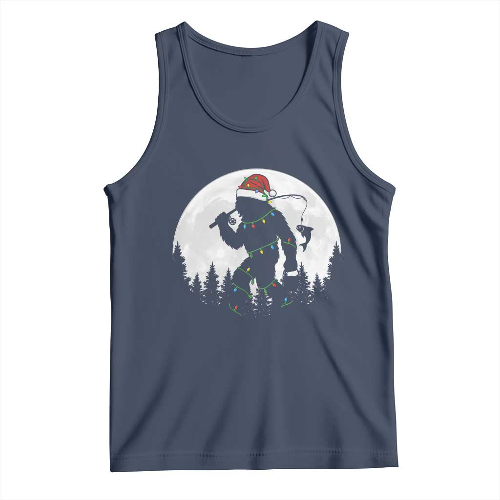 Funny Bigfoot Fishing Christmas Tank Top Sasquatch Moon Fisherman TS14 Navy Print Your Wear