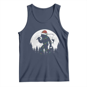 Funny Bigfoot Fishing Christmas Tank Top Sasquatch Moon Fisherman TS14 Navy Print Your Wear