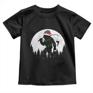 Funny Bigfoot Fishing Christmas Toddler T Shirt Sasquatch Moon Fisherman TS14 Black Print Your Wear