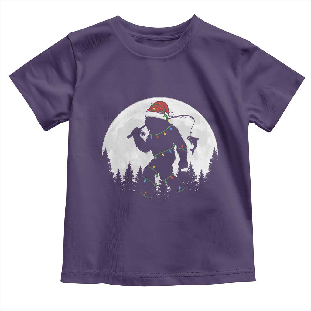 Funny Bigfoot Fishing Christmas Toddler T Shirt Sasquatch Moon Fisherman TS14 Purple Print Your Wear