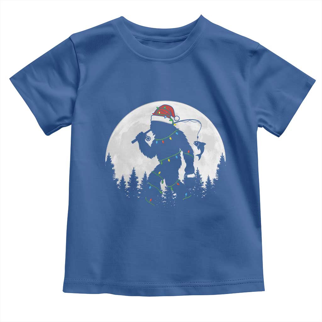 Funny Bigfoot Fishing Christmas Toddler T Shirt Sasquatch Moon Fisherman TS14 Royal Blue Print Your Wear