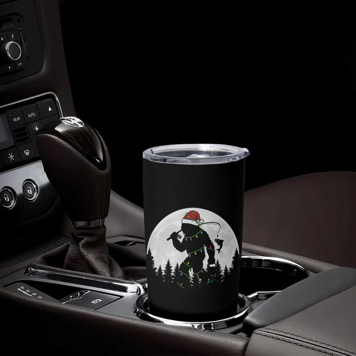 Funny Bigfoot Fishing Christmas Tumbler Cup Sasquatch Moon Fisherman TS14 Print Your Wear