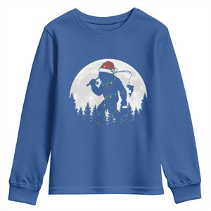 Funny Bigfoot Fishing Christmas Youth Sweatshirt Sasquatch Moon Fisherman TS14 Royal Blue Print Your Wear