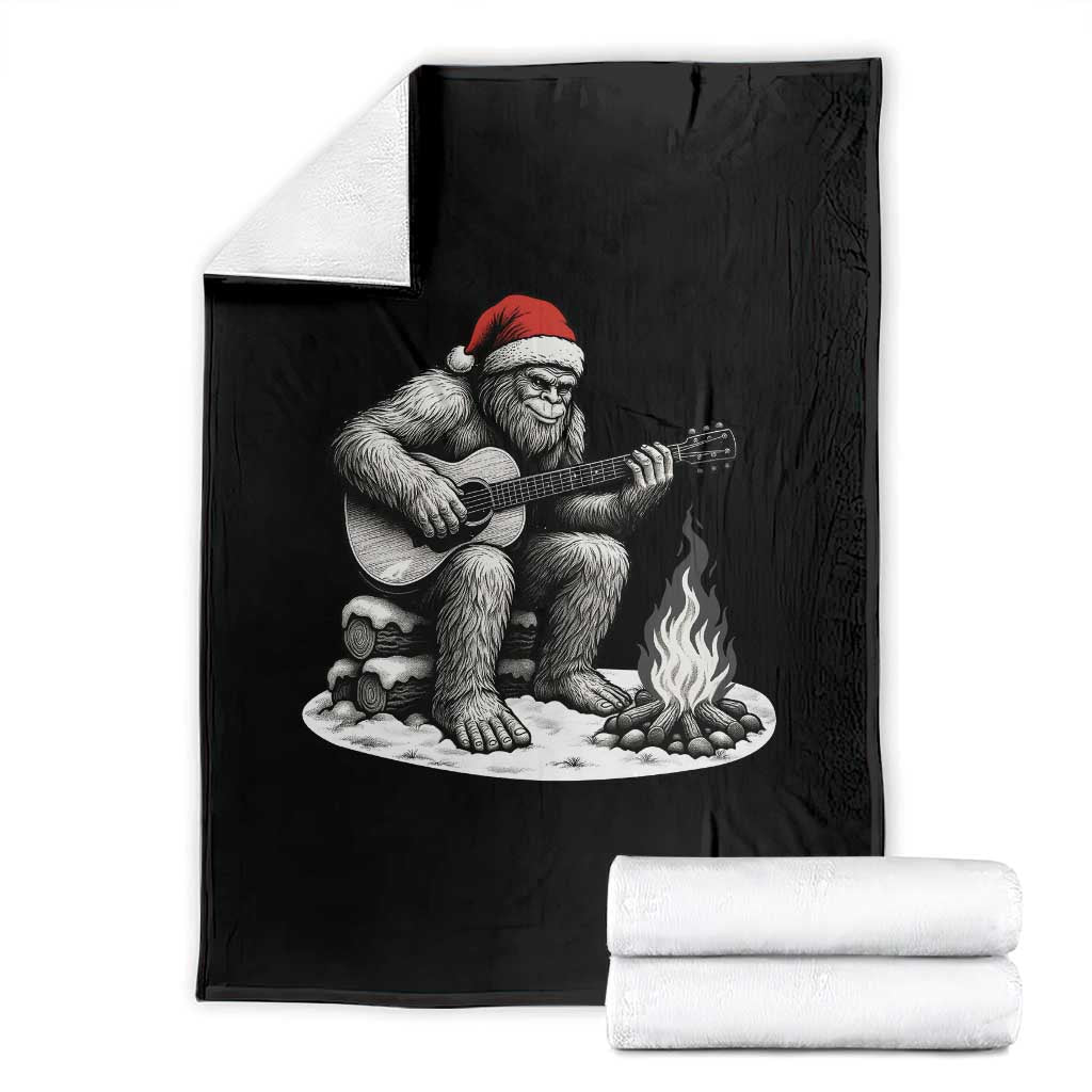 Bigfoot Guitar Christmas Throw Blanket Sasquatch Guitarist Music Xmas TS14 Black Print Your Wear