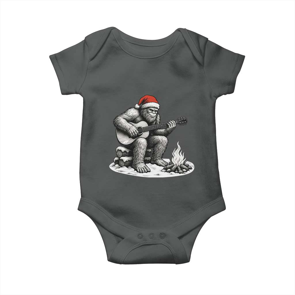 Bigfoot Guitar Christmas Baby Onesie Sasquatch Guitarist Music Xmas TS14 Dark Heather Print Your Wear