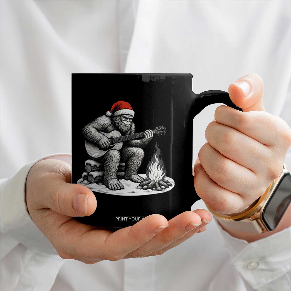 Bigfoot Guitar Christmas Coffee Mug Sasquatch Guitarist Music Xmas TS14 Print Your Wear