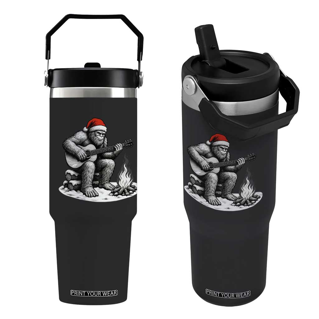 Bigfoot Guitar Christmas Flip Straw Tumbler Sasquatch Guitarist Music Xmas TS14 One Size: 30 oz Black Print Your Wear