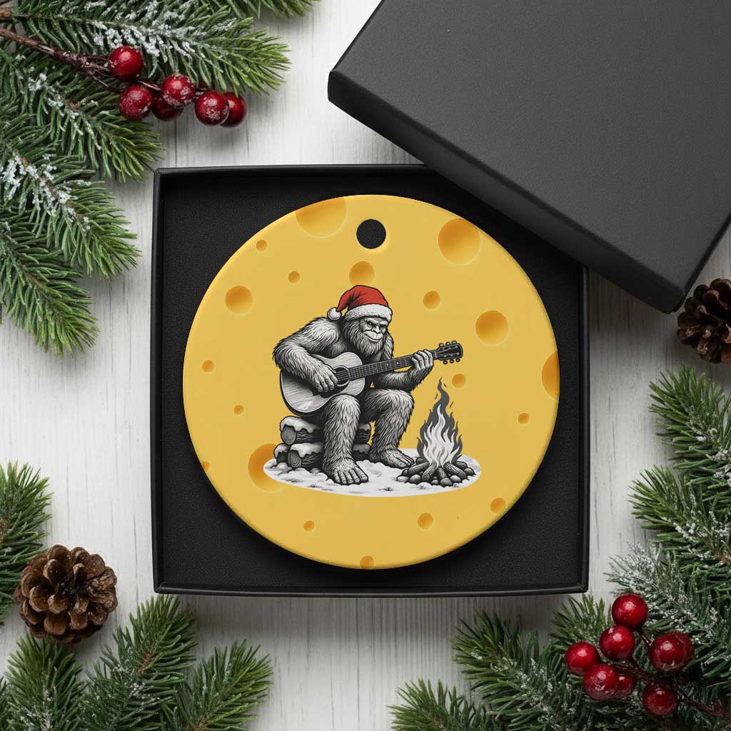 Bigfoot Guitar Xmas Ceramic Ornament Sasquatch Guitarist Music Xmas TS14 1pc Yellow Cheese Print Your Wear