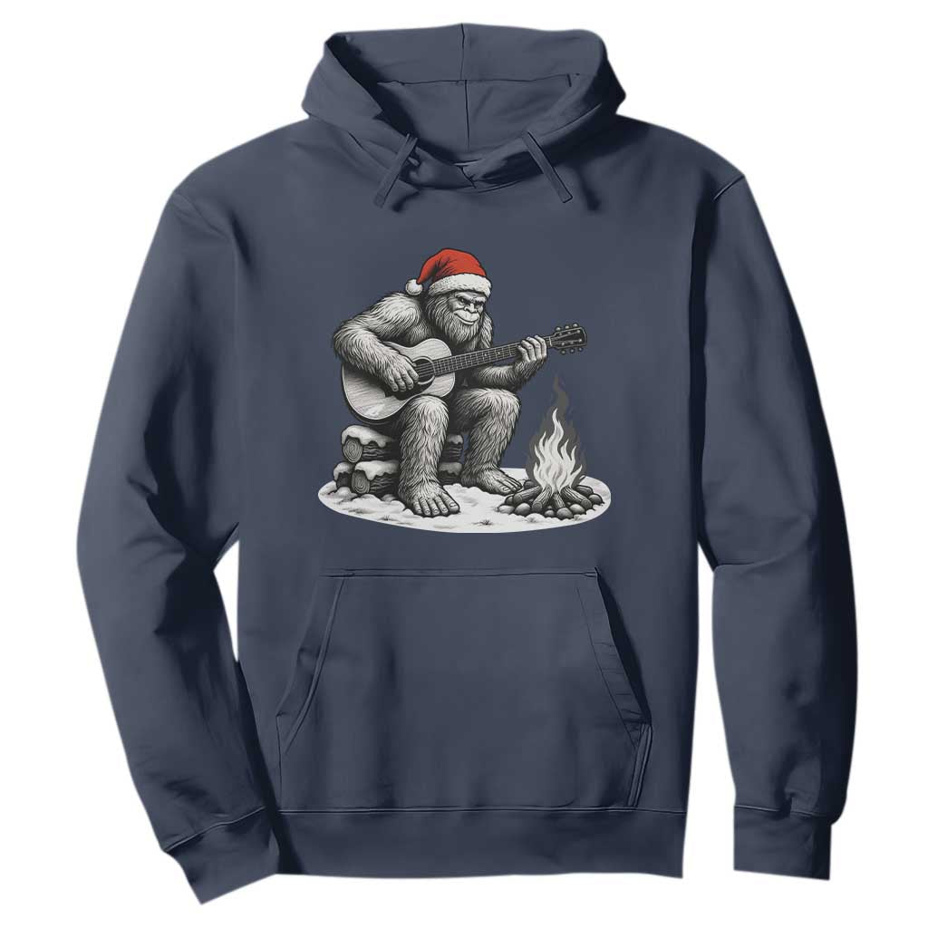 Bigfoot Guitar Christmas Hoodie Sasquatch Guitarist Music Xmas TS14 Navy Print Your Wear