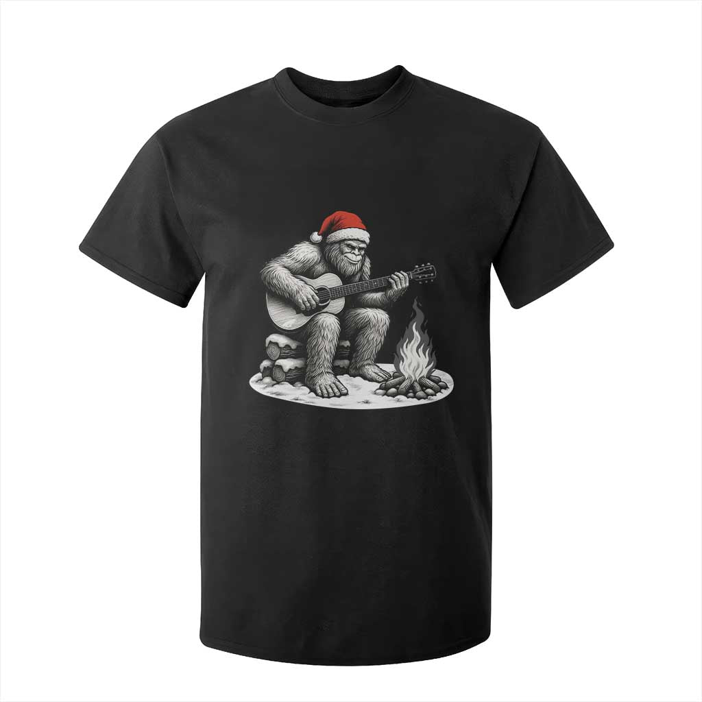 Bigfoot Guitar Christmas T Shirt For Kid Sasquatch Guitarist Music Xmas TS14 Black Print Your Wear