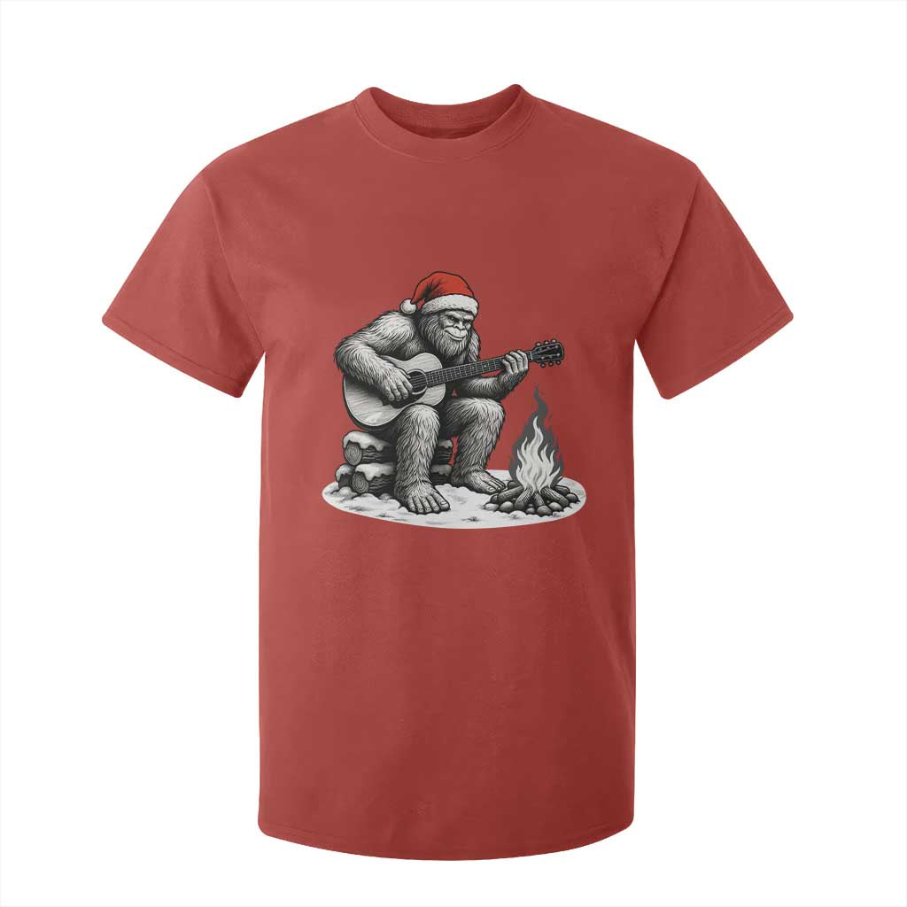 Bigfoot Guitar Christmas T Shirt For Kid Sasquatch Guitarist Music Xmas TS14 Red Print Your Wear