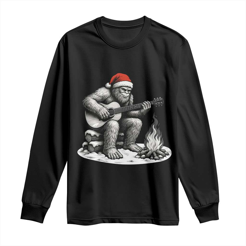 Bigfoot Guitar Christmas Long Sleeve Shirt Sasquatch Guitarist Music Xmas TS14 Black Print Your Wear