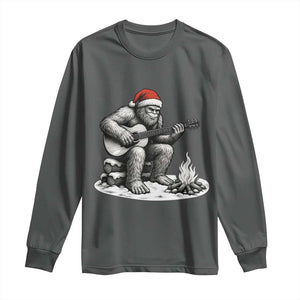 Bigfoot Guitar Christmas Long Sleeve Shirt Sasquatch Guitarist Music Xmas TS14 Dark Heather Print Your Wear