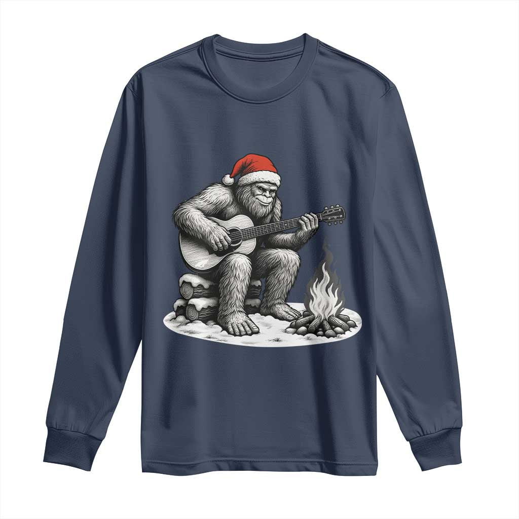 Bigfoot Guitar Christmas Long Sleeve Shirt Sasquatch Guitarist Music Xmas TS14 Navy Print Your Wear