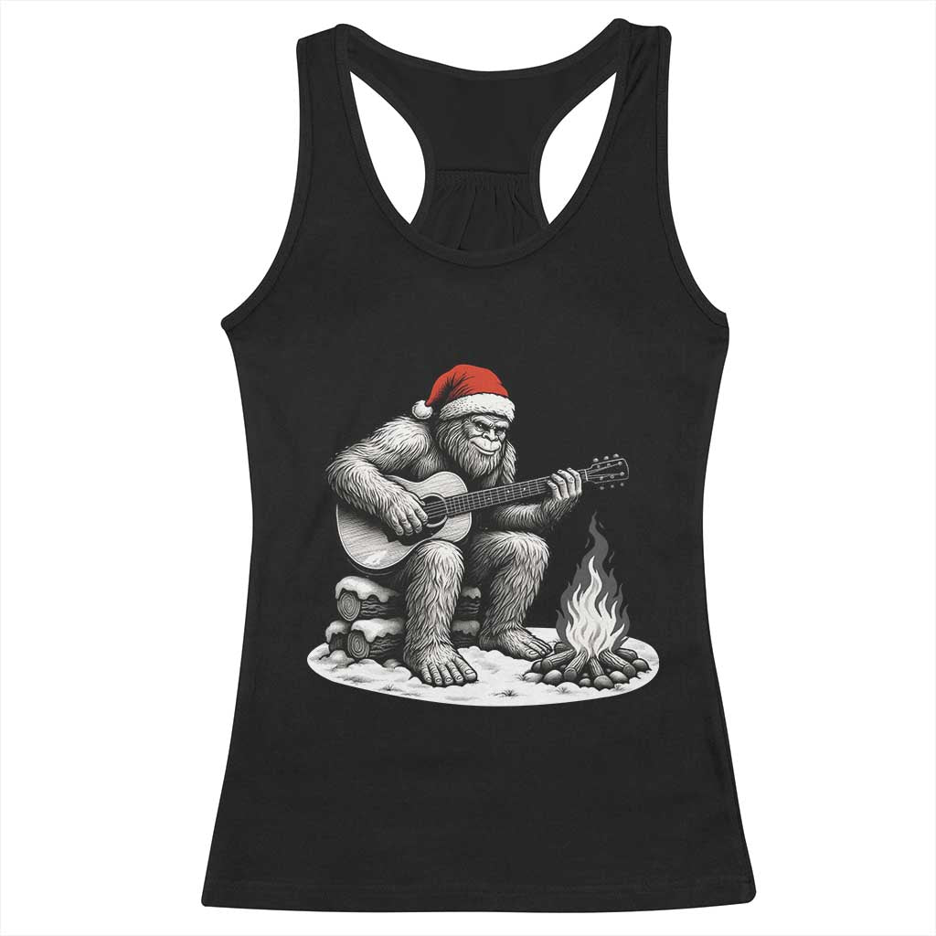 Bigfoot Guitar Christmas Racerback Tank Top Sasquatch Guitarist Music Xmas - Print Your Wear