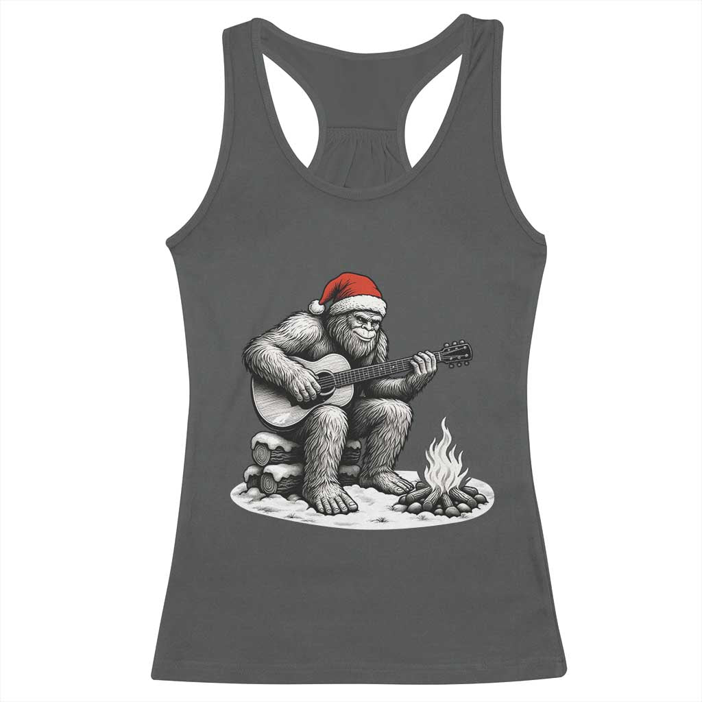 Bigfoot Guitar Christmas Racerback Tank Top Sasquatch Guitarist Music Xmas TS14 Dark Heather Print Your Wear