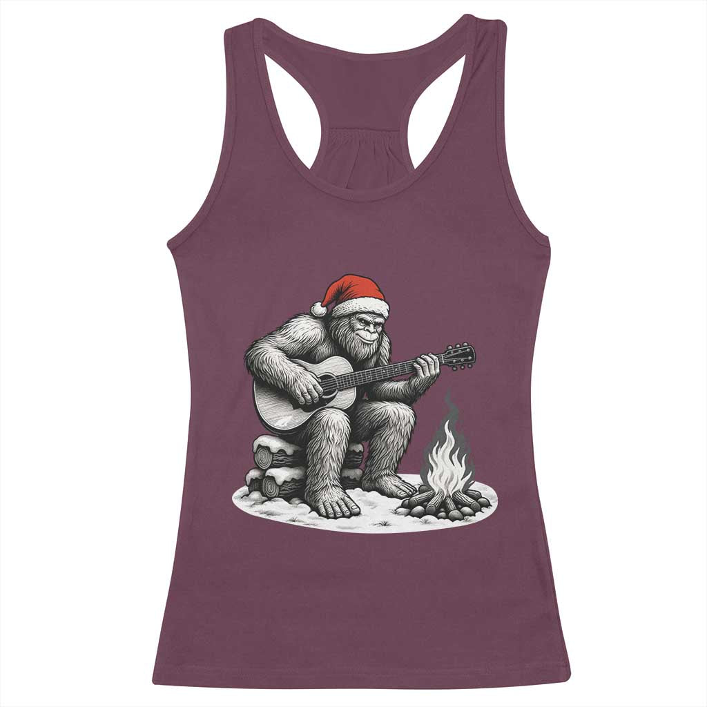 Bigfoot Guitar Christmas Racerback Tank Top Sasquatch Guitarist Music Xmas TS14 Maroon Print Your Wear