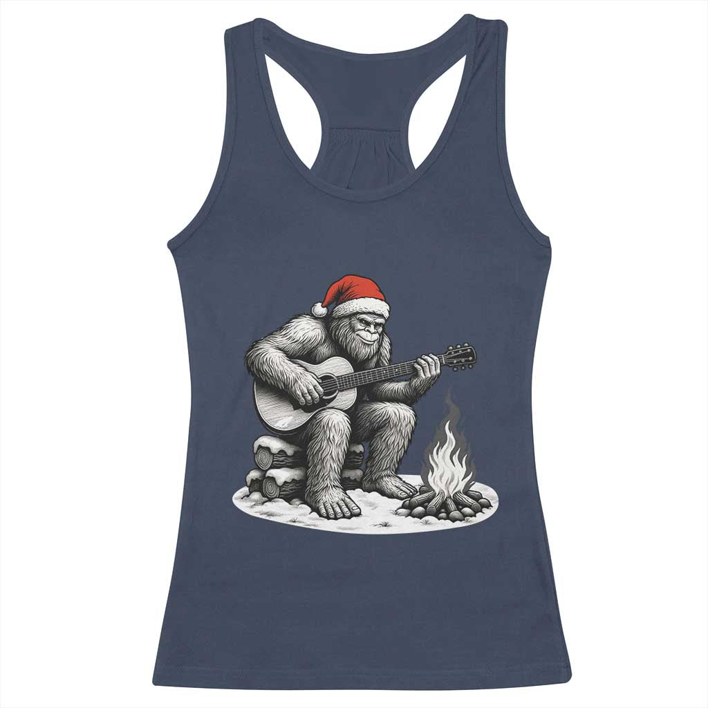 Bigfoot Guitar Christmas Racerback Tank Top Sasquatch Guitarist Music Xmas TS14 Navy Print Your Wear