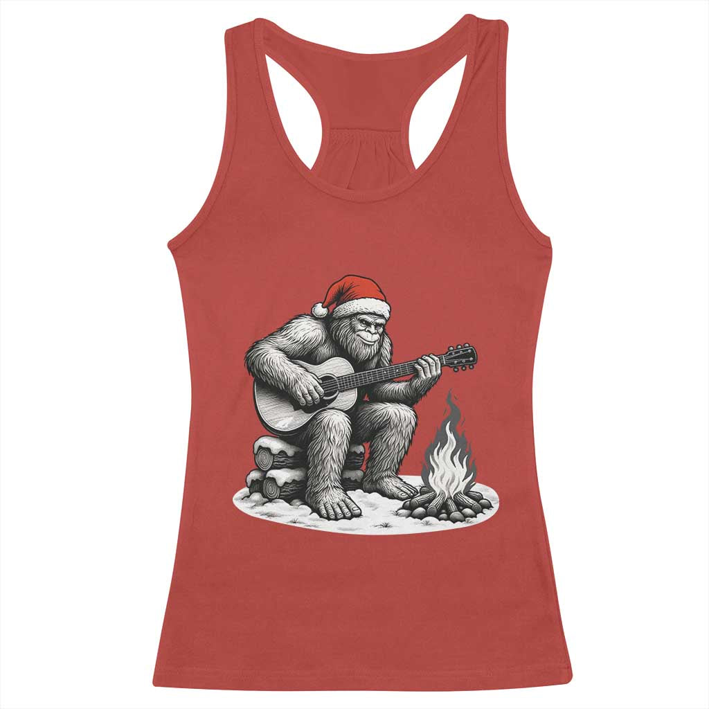 Bigfoot Guitar Christmas Racerback Tank Top Sasquatch Guitarist Music Xmas TS14 Red Print Your Wear