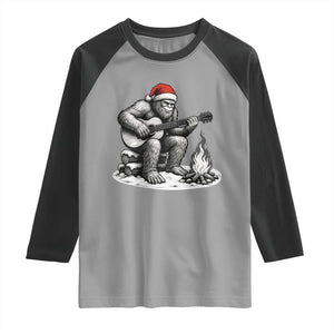 Bigfoot Guitar Christmas Raglan Shirt Sasquatch Guitarist Music Xmas - Print Your Wear
