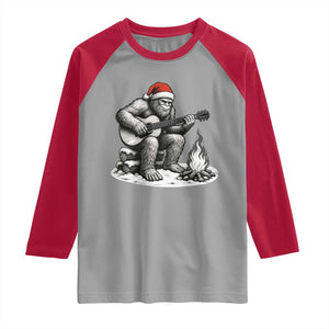 Bigfoot Guitar Christmas Raglan Shirt Sasquatch Guitarist Music Xmas - Print Your Wear