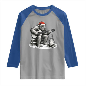 Bigfoot Guitar Christmas Raglan Shirt Sasquatch Guitarist Music Xmas - Print Your Wear