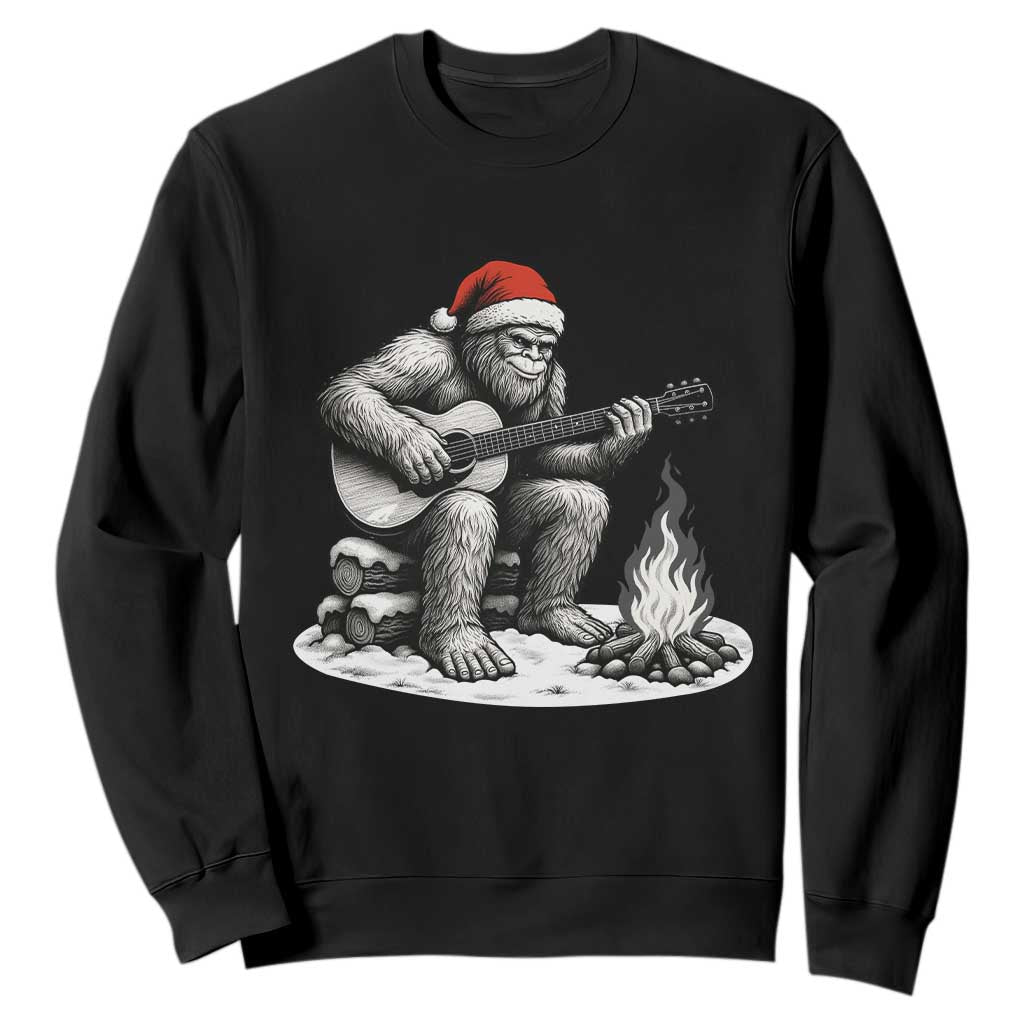 Bigfoot Guitar Christmas Sweatshirt Sasquatch Guitarist Music Xmas TS14 Black Print Your Wear