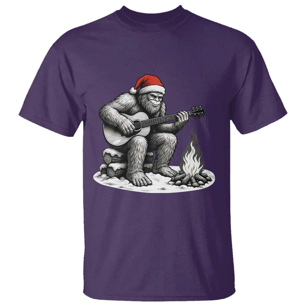 Bigfoot Guitar Christmas T Shirt Sasquatch Guitarist Music Xmas TS14 Purple Print Your Wear