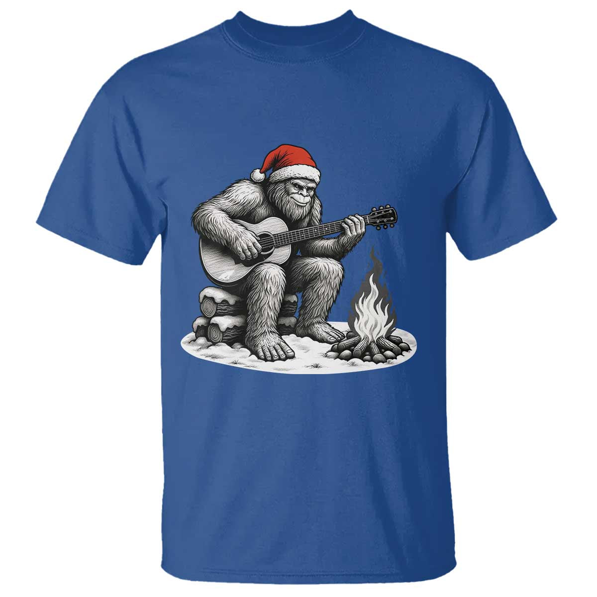 Bigfoot Guitar Christmas T Shirt Sasquatch Guitarist Music Xmas TS14 Royal Blue Print Your Wear