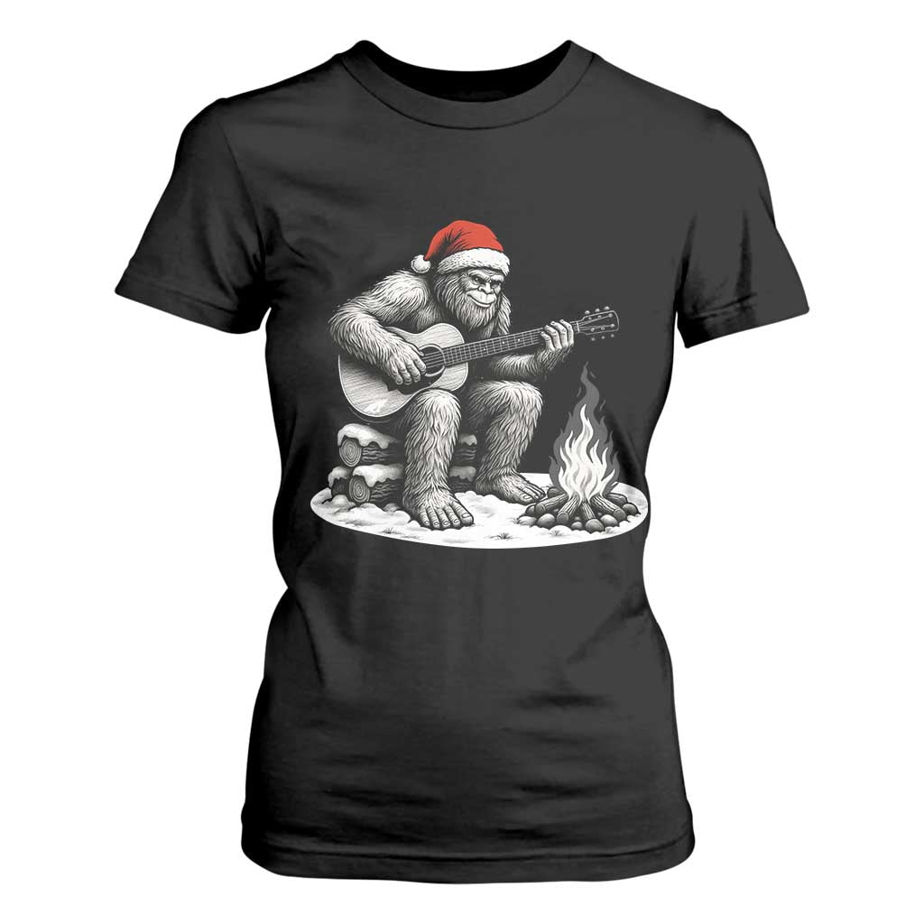 Bigfoot Guitar Christmas T Shirt For Women Sasquatch Guitarist Music Xmas TS14 Black Print Your Wear