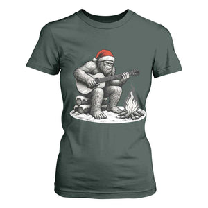 Bigfoot Guitar Christmas T Shirt For Women Sasquatch Guitarist Music Xmas TS14 Dark Forest Green Print Your Wear