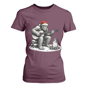 Bigfoot Guitar Christmas T Shirt For Women Sasquatch Guitarist Music Xmas TS14 Maroon Print Your Wear