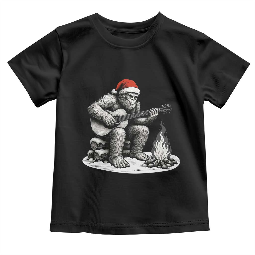 Bigfoot Guitar Christmas Toddler T Shirt Sasquatch Guitarist Music Xmas TS14 Black Print Your Wear