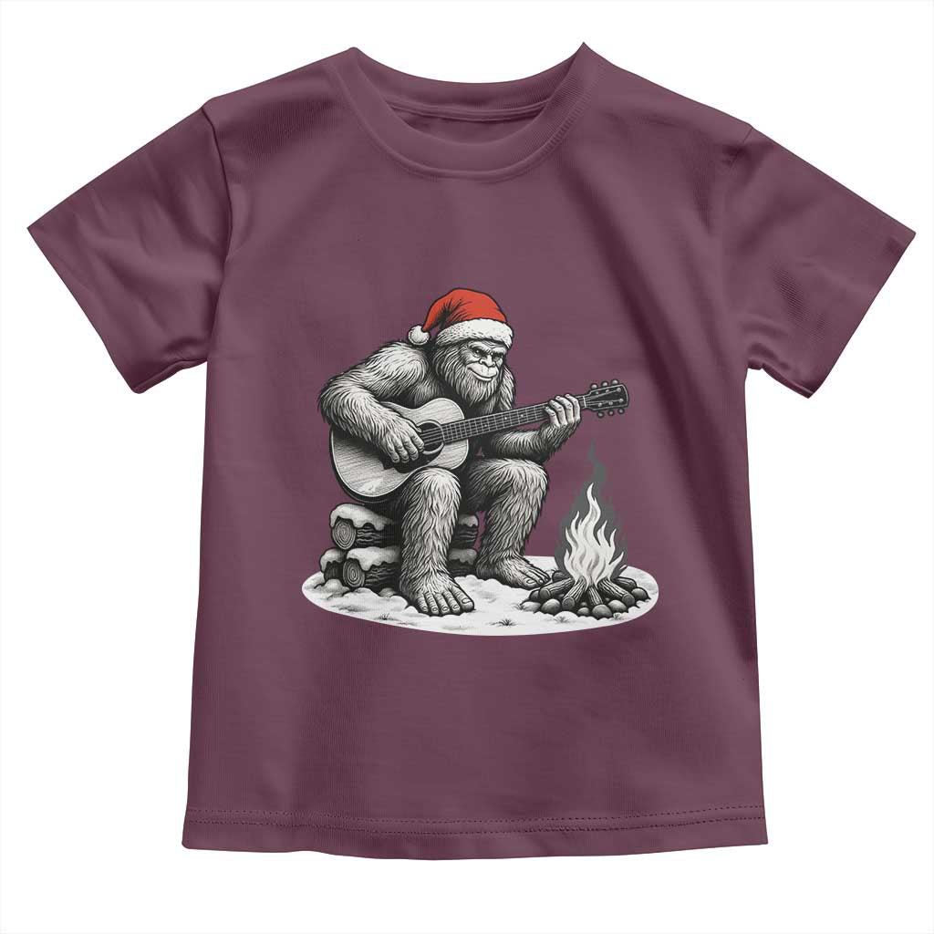Bigfoot Guitar Christmas Toddler T Shirt Sasquatch Guitarist Music Xmas TS14 Maroon Print Your Wear