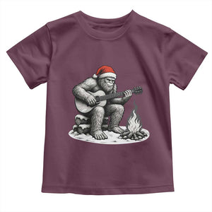 Bigfoot Guitar Christmas Toddler T Shirt Sasquatch Guitarist Music Xmas TS14 Maroon Print Your Wear