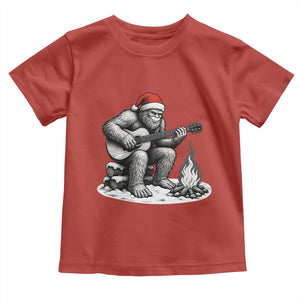 Bigfoot Guitar Christmas Toddler T Shirt Sasquatch Guitarist Music Xmas TS14 Red Print Your Wear